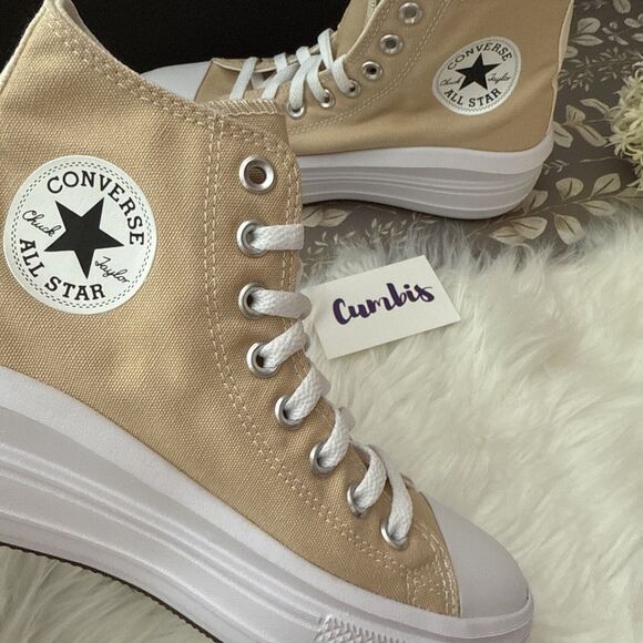 Converse by YOU Chuck Taylor All Star Hi Top Move Shoes Size Women' 7 Tan/ White - Picture 9 of 9